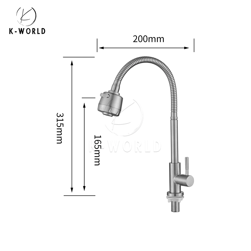 K-World 304 Kitchen Faucet Manufacturers Wholesale/Supplier Stainless Steel Pull out Kitchen Faucet China 8.3L/Min Water Flow Kitchen Faucet