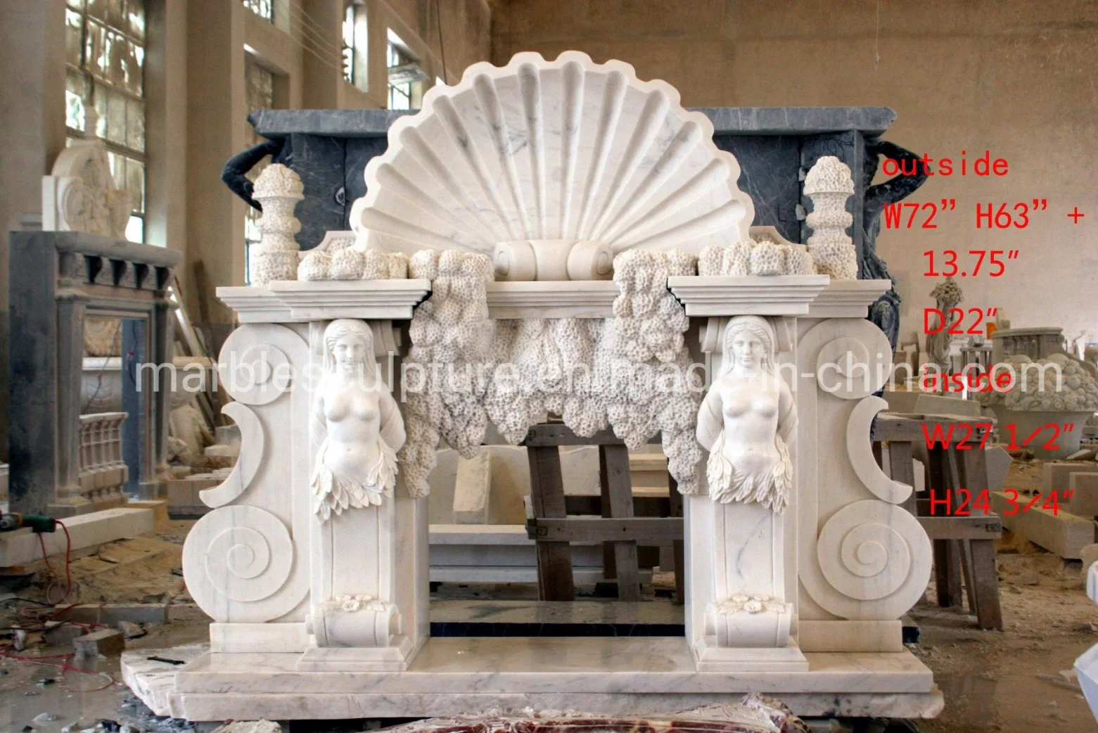 White Carrara Antique Marble Fireplace Sy-Mf318