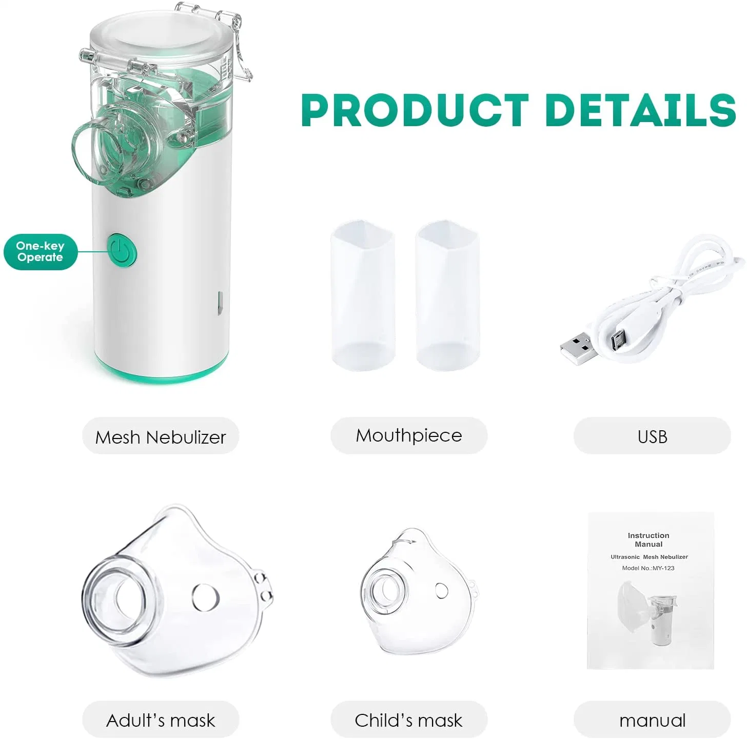 Mini USB Portable Inhaler Mesh Nebulizer Cough Drug Atomizer Evaporator Nebulizer Machine