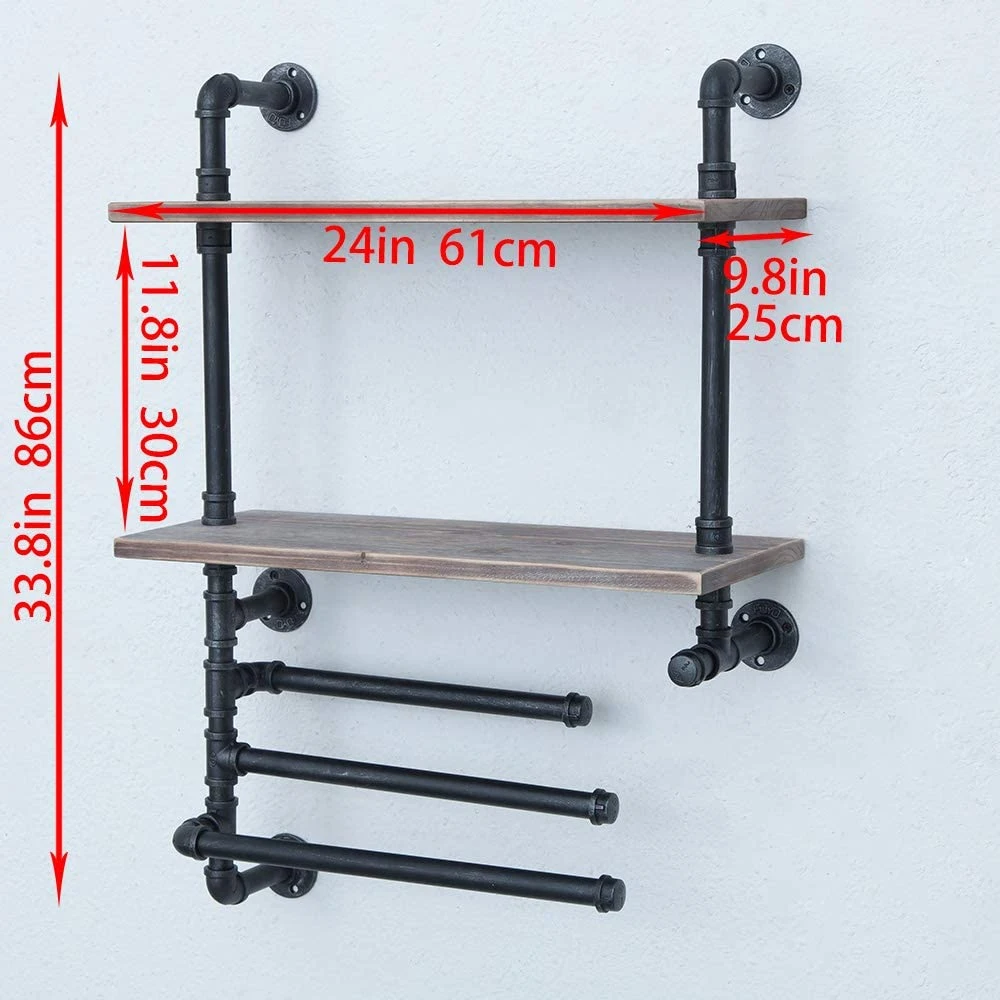 2-Tier Towel Rack with Bath Towel Bar Towel Holder Towel Storage Shelf Towel Hanger for Bathroom Kitchen Toilet Hotel