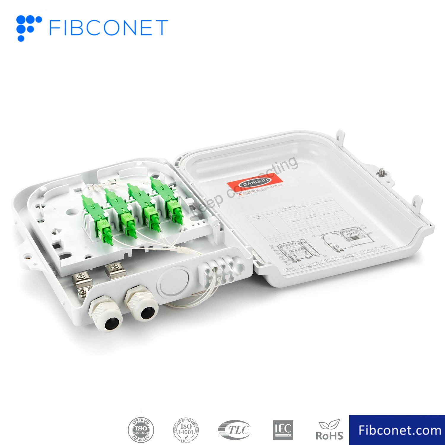 FTTH Passive Plastic Products 12 Core Fiber Optic Distribution/Terminal Box with PLC Splitter