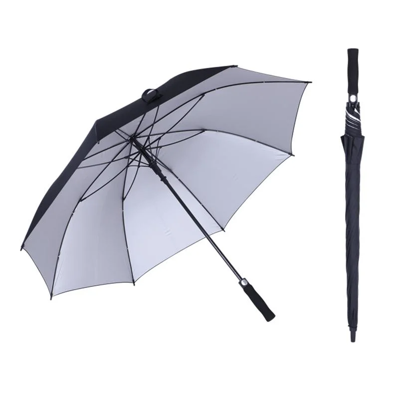 La apertura automática EVA mango suave recubierto de UV de plata de la promoción de la lluvia paraguas Golf