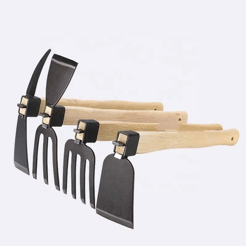 Hot Selling Multifunction Double Use Carbon Steel Plastic Handle Garden Tool Dual-Purpose Hoe with 3 Tines Fork