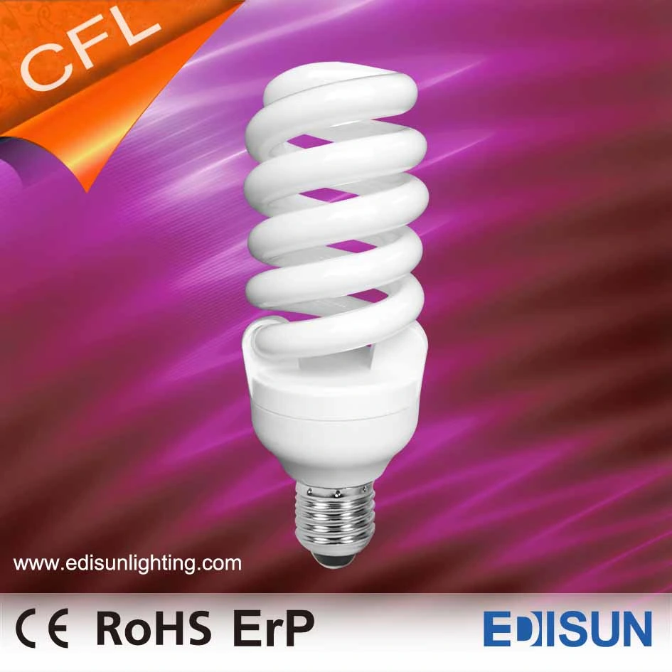 Ce RoHS Approved 100% Tricolor CFL Light Full Spiral 20W 25W 30W E27 Energy Saving Lamps