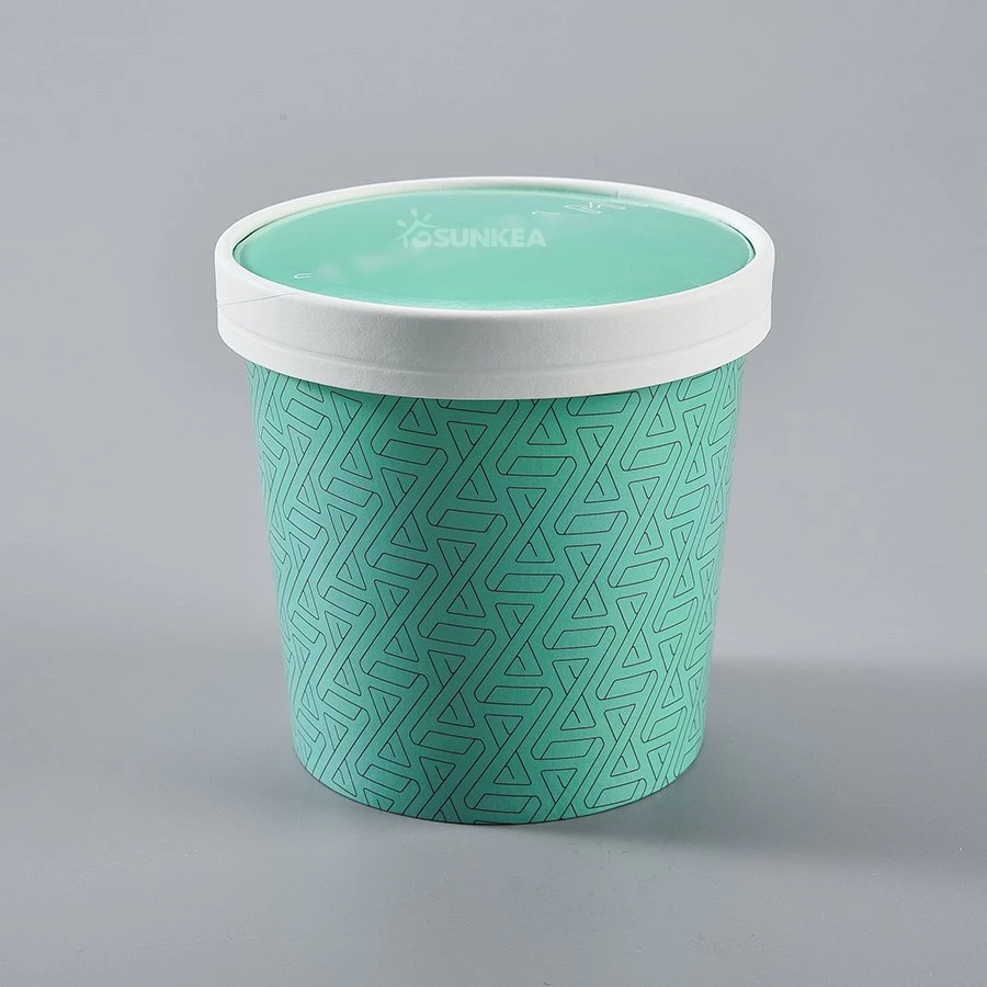 Takeaway Disposable Kraft White Soup Paper Cup with Paper Lid