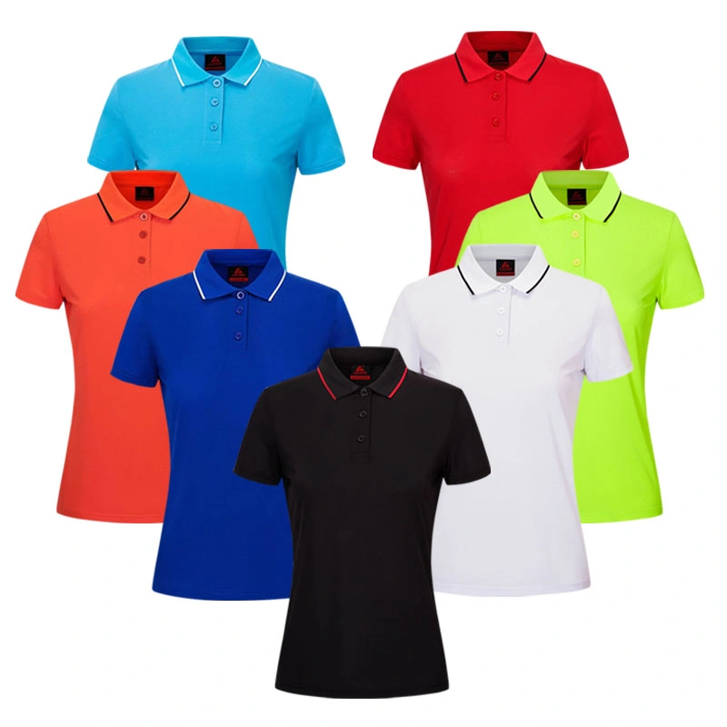 Lady Factory Quick-Drying Fabric Polo Shirt Sports Fitness Comfortable Breathable Lady T-Shirt with Short Sleeves