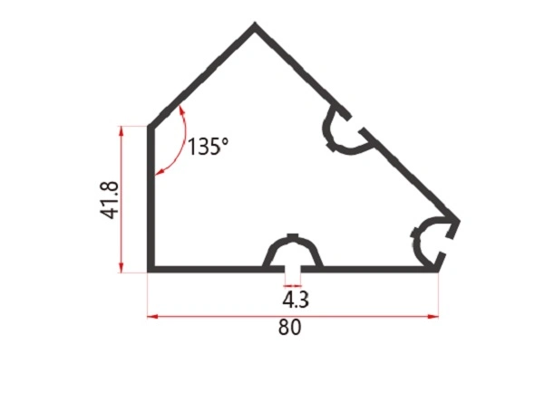 Square Extrusion 80135&deg; GM8003 of Customized Square Section Aluminum