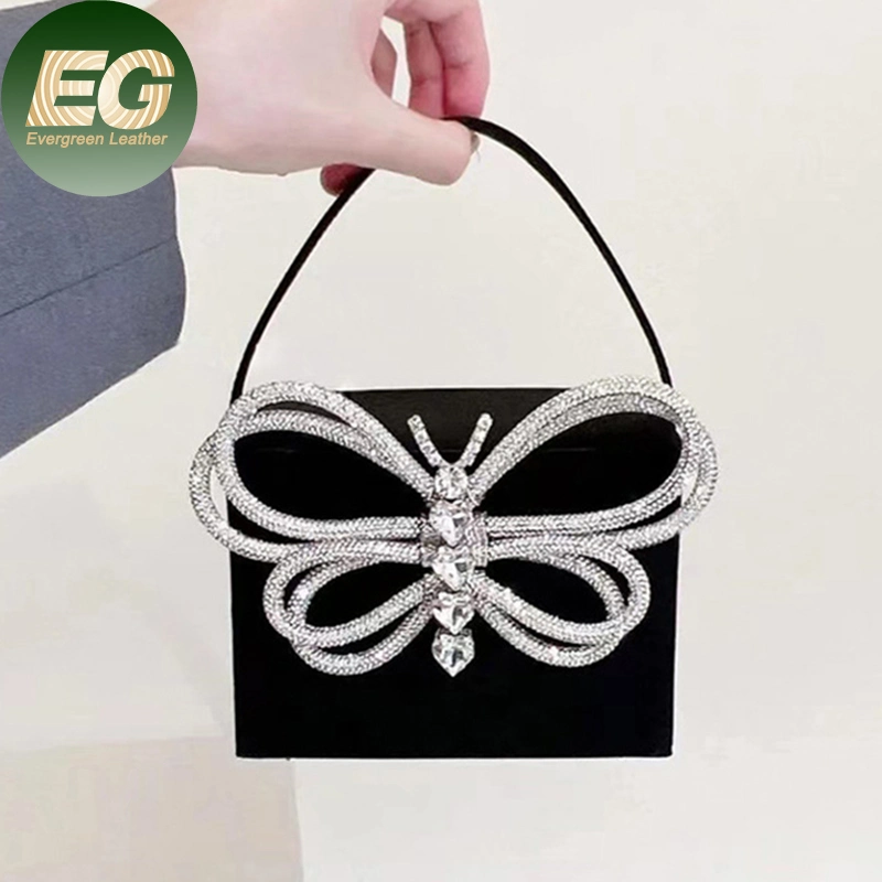 Eb1582 Bow-Knot Crystal Estrás Bolso boda brillante elegante nupcial Bling mujeres Diamante Negro noche Fiesta de la Bolsa de Seda personalizada