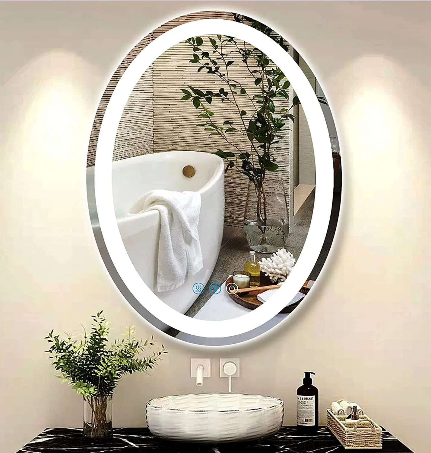 Miroir LED éclairé mural pour salle de bains, certifié CE/UL/cUL, pour hôtel, salon, mobilier avancé, fournitures de bain à domicile.