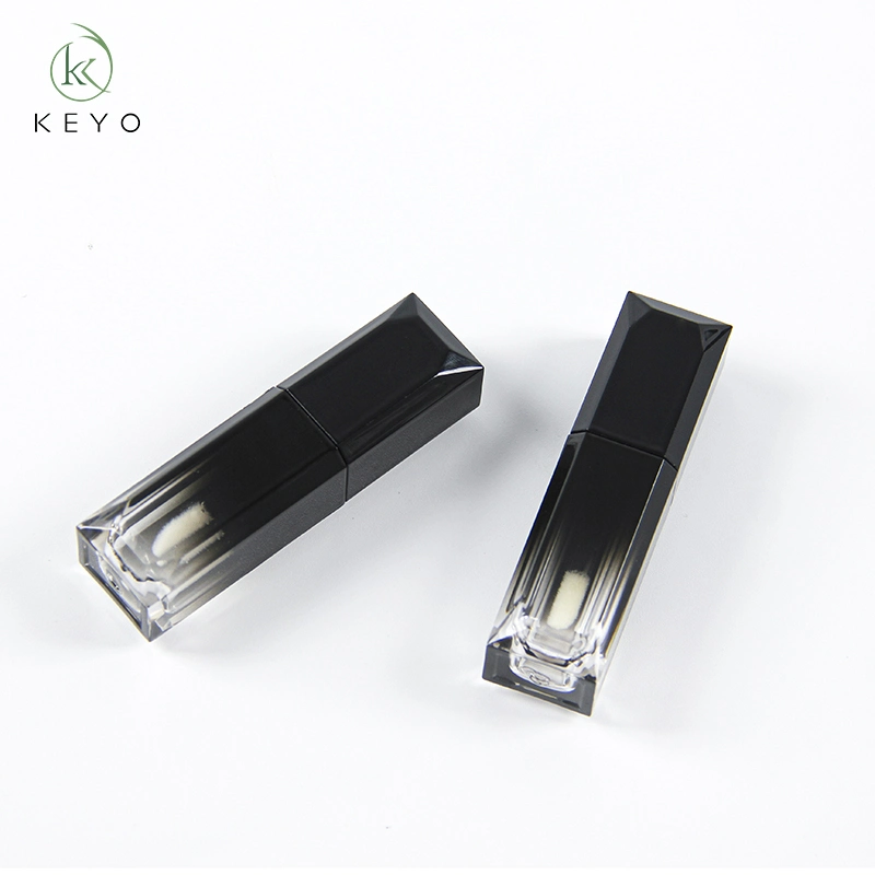 Free Sample Custom Plastic 6ml Square Black Gradient Lip Gloss Tubes Packaging