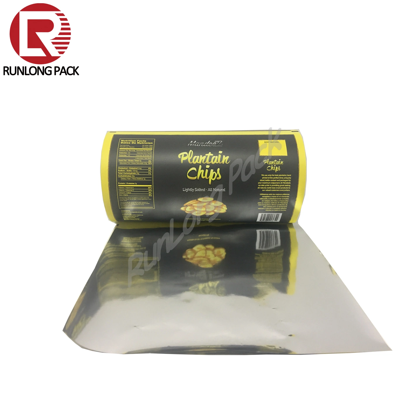Impressão personalizada de plástico laminado Rolo Alimentar Embalagem de filme para das aparas das batatas fritas saco de plástico