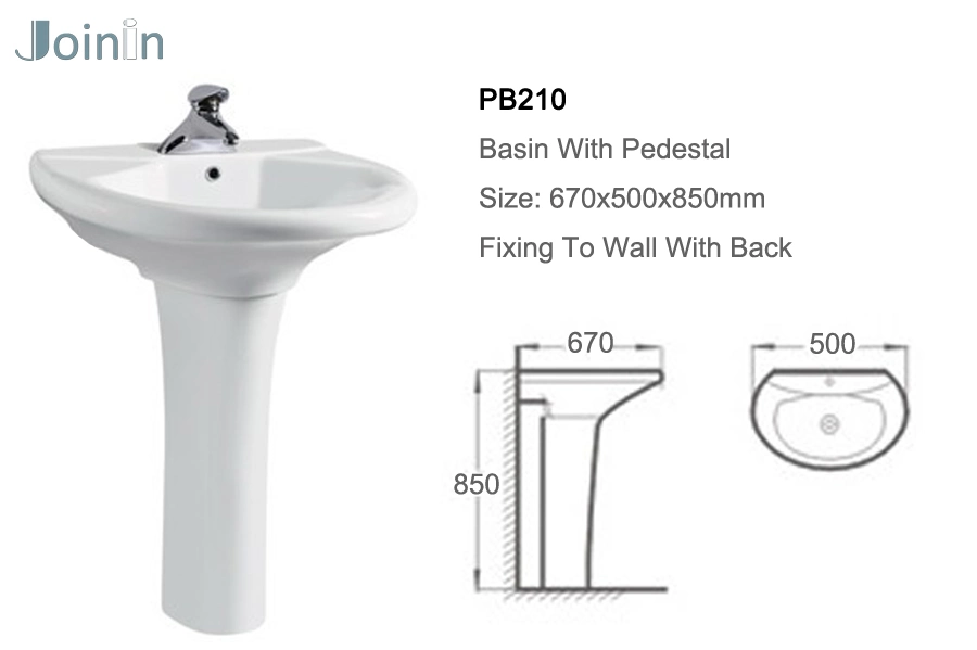 Sanitary Ware Bathroom Ceramic Wash Hand Pedestal Basin (PB101)