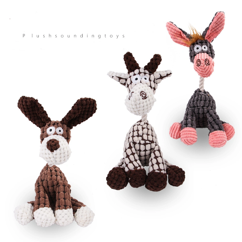OEM Rabbit Fox Multi Animal Shaped Plush Chew Durable Squeaky Floppy Stuffed Pet Dog Toys