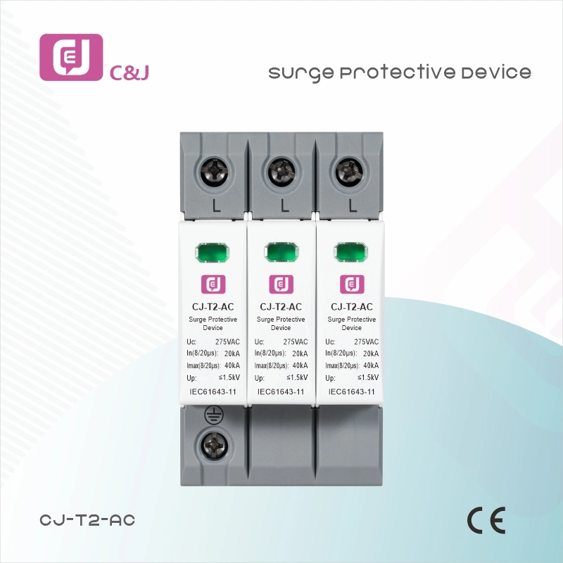 Cj-T2-AC 40ka 3p Surge Protector Device SPD for Lightning Protection