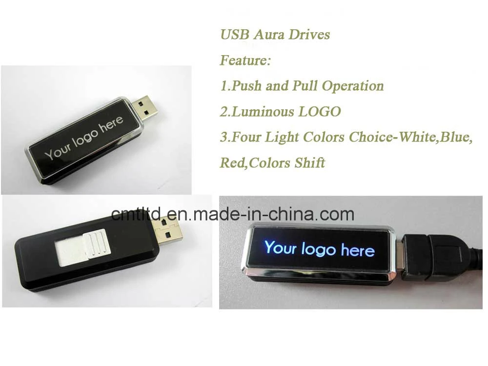 Quatre couleurs de lumière briller les lecteurs Flash USB Stick USB promotionnel Logo personnalisé