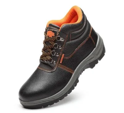 Black Colour Industry Cow Split Leather Safety Work Shoes