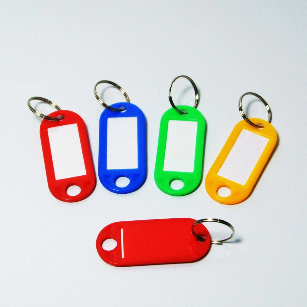 Wholesale Keyring Cheap Price Ningbo China Factory Office Hotel Plastic Colorful Key Chains Key Ring Holder Key Tags with Blank Label with Custom Logo