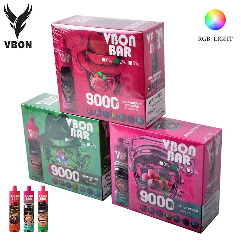 Desechables, E-CIGS 9000 inhalaciones Vbon Bar Vape RGB recargable en la UE Disponibles eléctrico