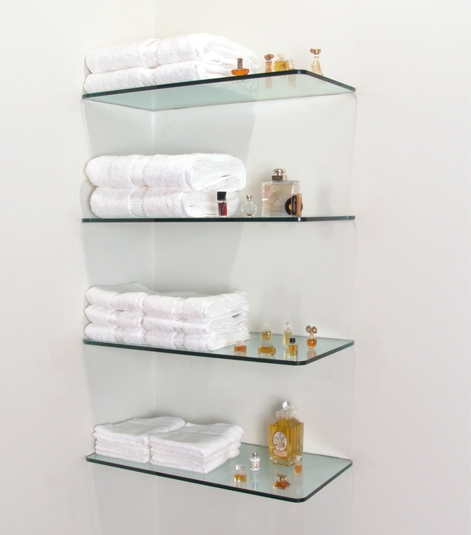 Bathroom Decorative Corner Wall Mounted Tempered Glass Shelves