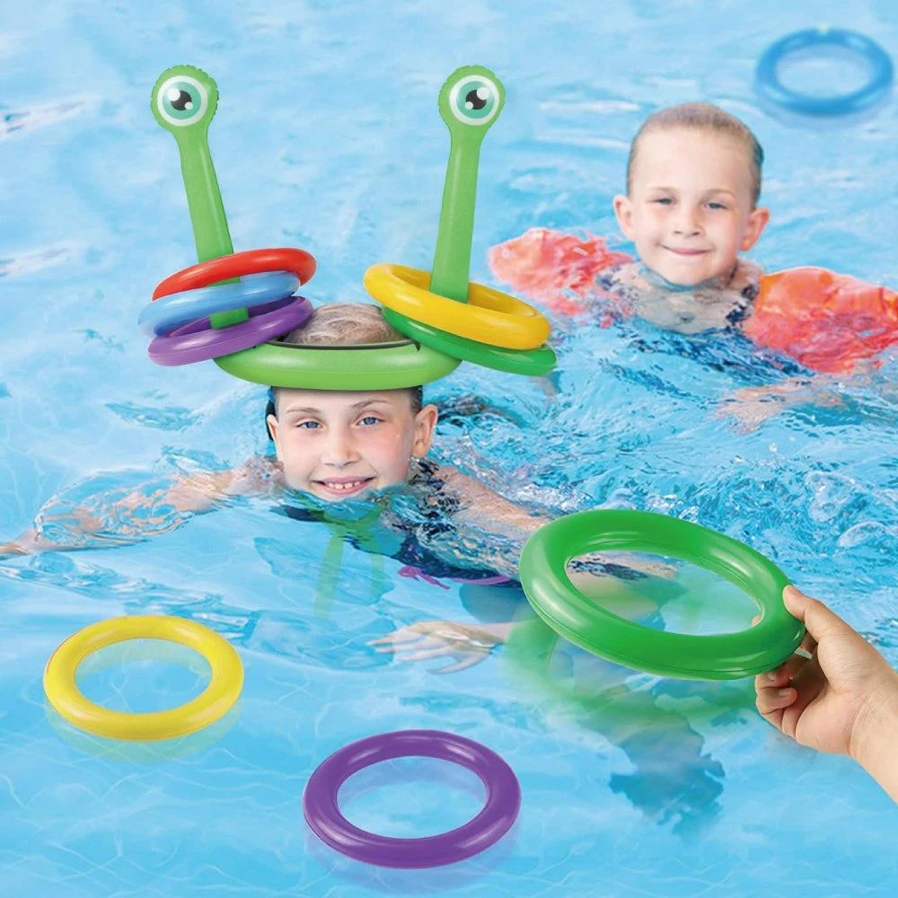 Outdoor Swimming Pool Water Play Equipment Inflatable Snail Style Ring Toss Games Toys