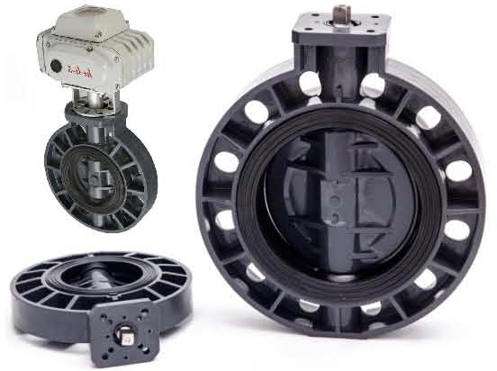 High Quality Plastic Valve with Actuator Mounting UPVC Worm Gear Pneumatic Flange Butterfly Valve PVC Non Actuator Butterfly Valve PVC Electric Butterfly Valve