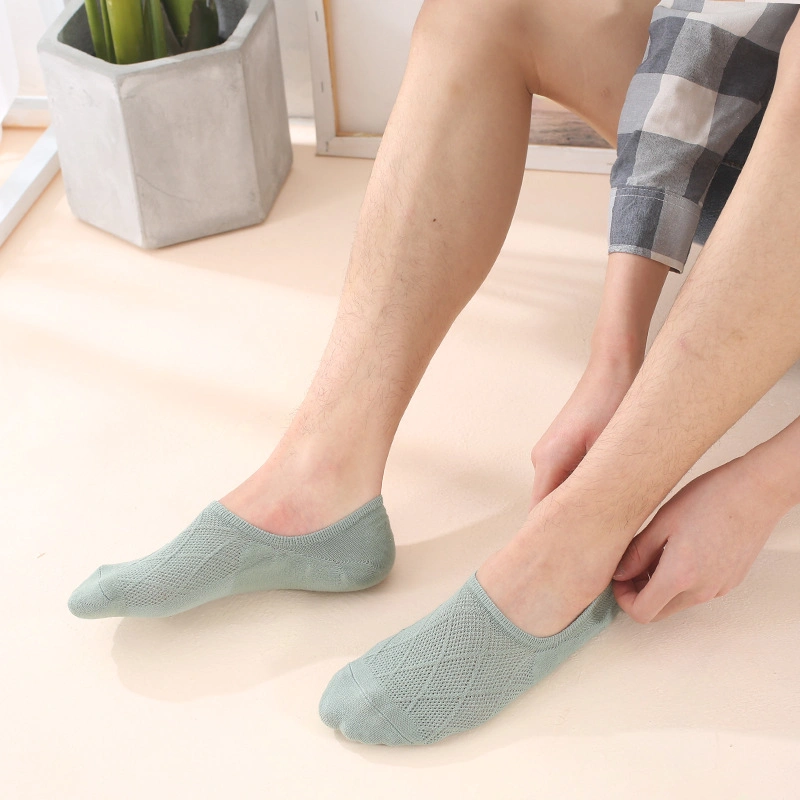 Summer Mesh Simple and Breathable Shallow Cut Pure Cotton Men's Invisible Socks Do Not Drop The Heel Air-Conditioned Socks