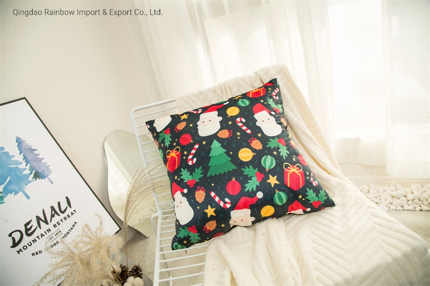 Merry Christmas Decoration for Home Holidays Santa Claus Xmas Tree Candy Cane Pillow Winter 2022 Happy New Year Tablecloth Runnercushion