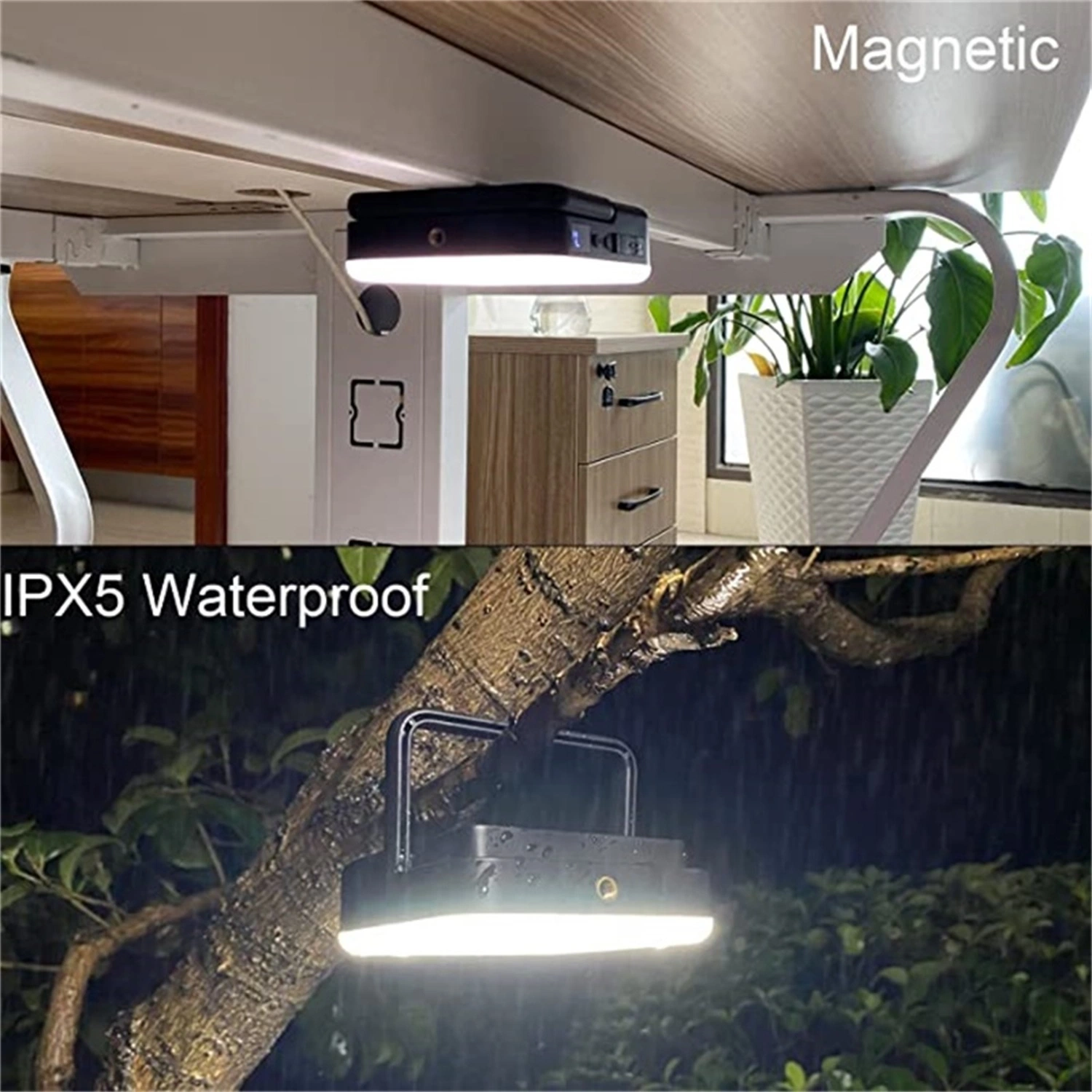 USB Rechargeable Waterproof Portable LED Camping Light with Magnet