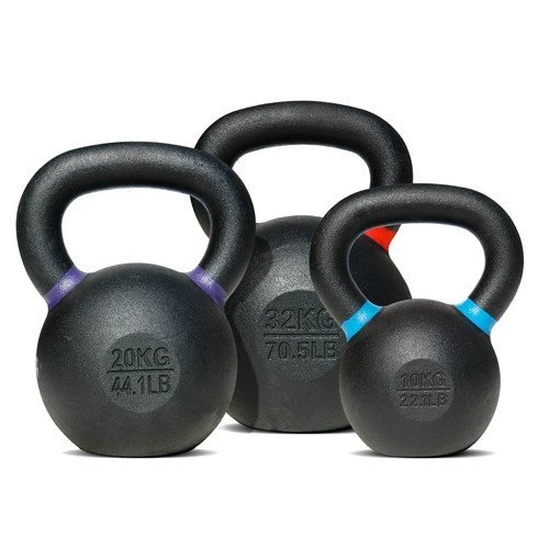 Gimnasio Gimnasio personalizado de formación de equipos OEM de competencia de Halterofilia caucho Revestimiento de polvo de hierro fundido de Kettlebell