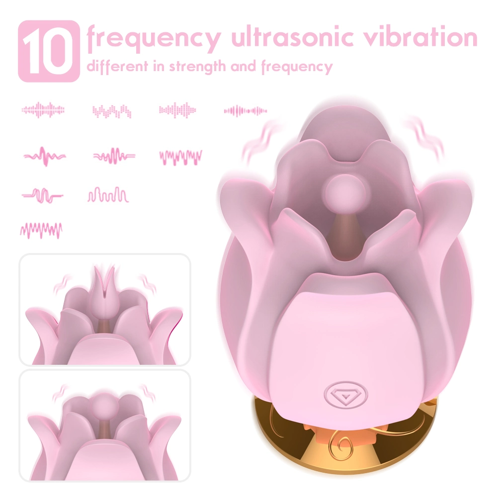 Hot Selling Shock-Sensing G-Spot Breast Magnetic Suction Rechargeable Medical Silicone G-Spot Rose Vibrator