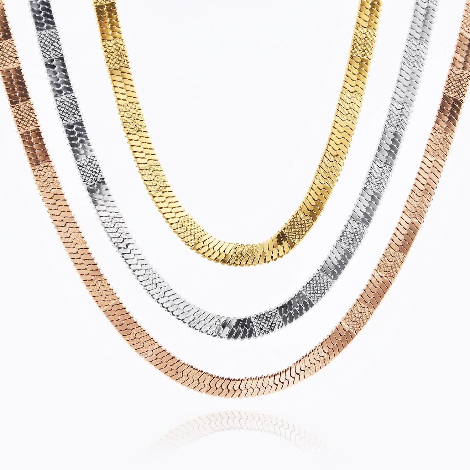سلسلة من الستانلس ستيل Herringbone منقوش عليها العقد Anklet Bracelet 18K Gold مجوهرات أزياء مطلية