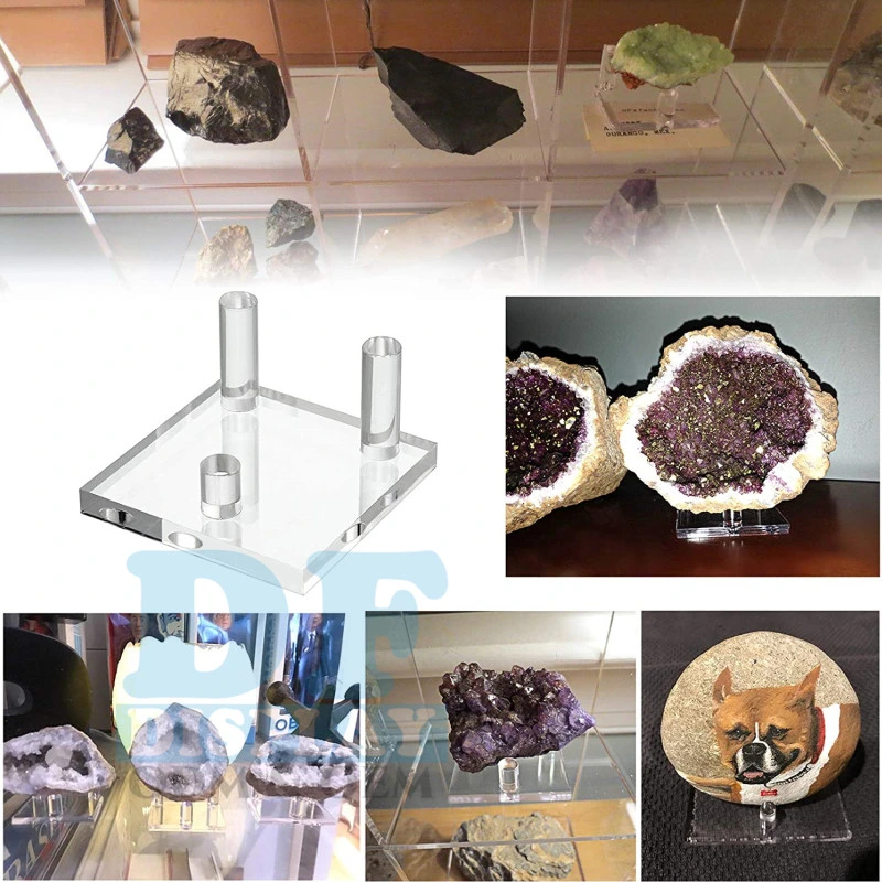 Suporte de Exibição triangular em acrílico - Display Easel significa Geodes Rock mineral Agate Fossil Coral, Clear Plastic Display significa Small