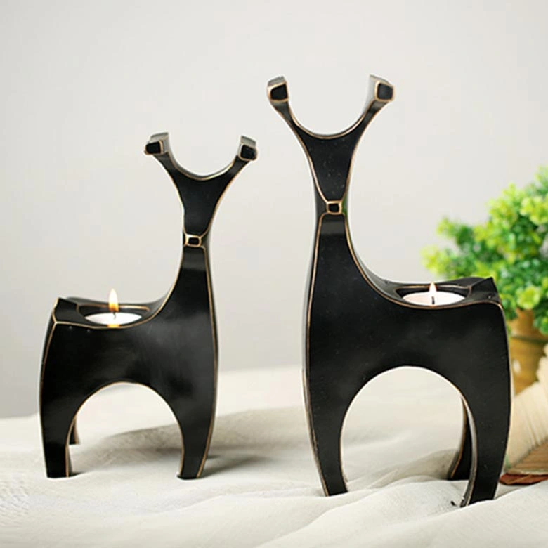 Diseño clásico y noble figura de elefante de resina Portavelas para el hogar Decoración de mesa de café