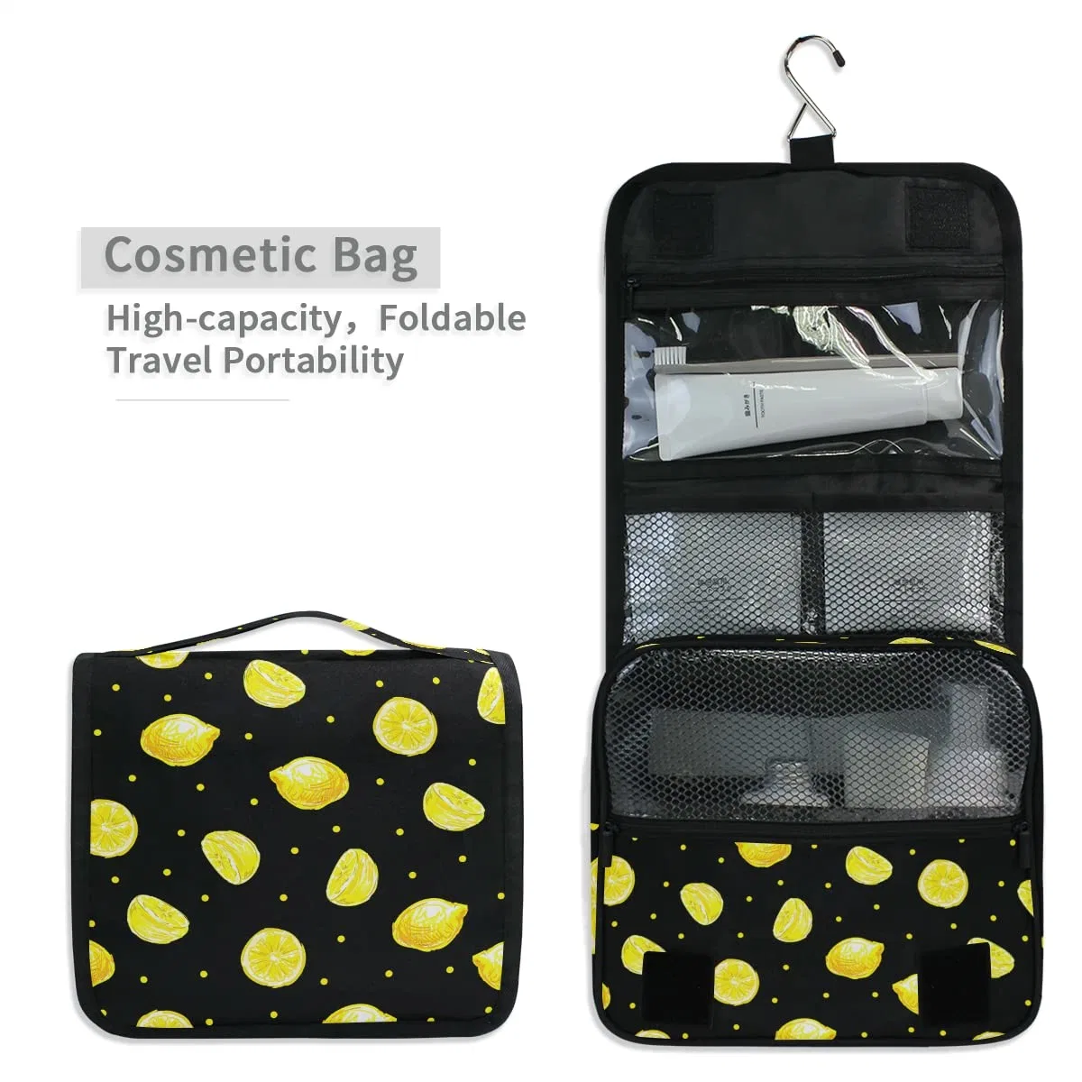 Gelbe Zitronen Hängende Reise Körpertasche Kit Make-Up Fall Kosmetik Organisator für Männer Frauen