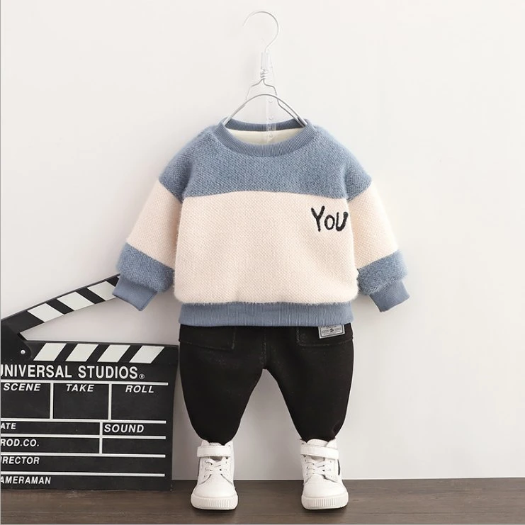 Computer Knitted Thicken Fleece Sweater Kid Embroidery Kids Clothing Sets Winter for Inside Baby Boys' Sweaters