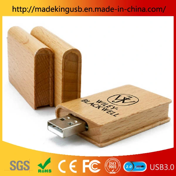 Prix de gros Populaire Nouveau lecteur Flash USB en bois pivotant Logo personnalisé