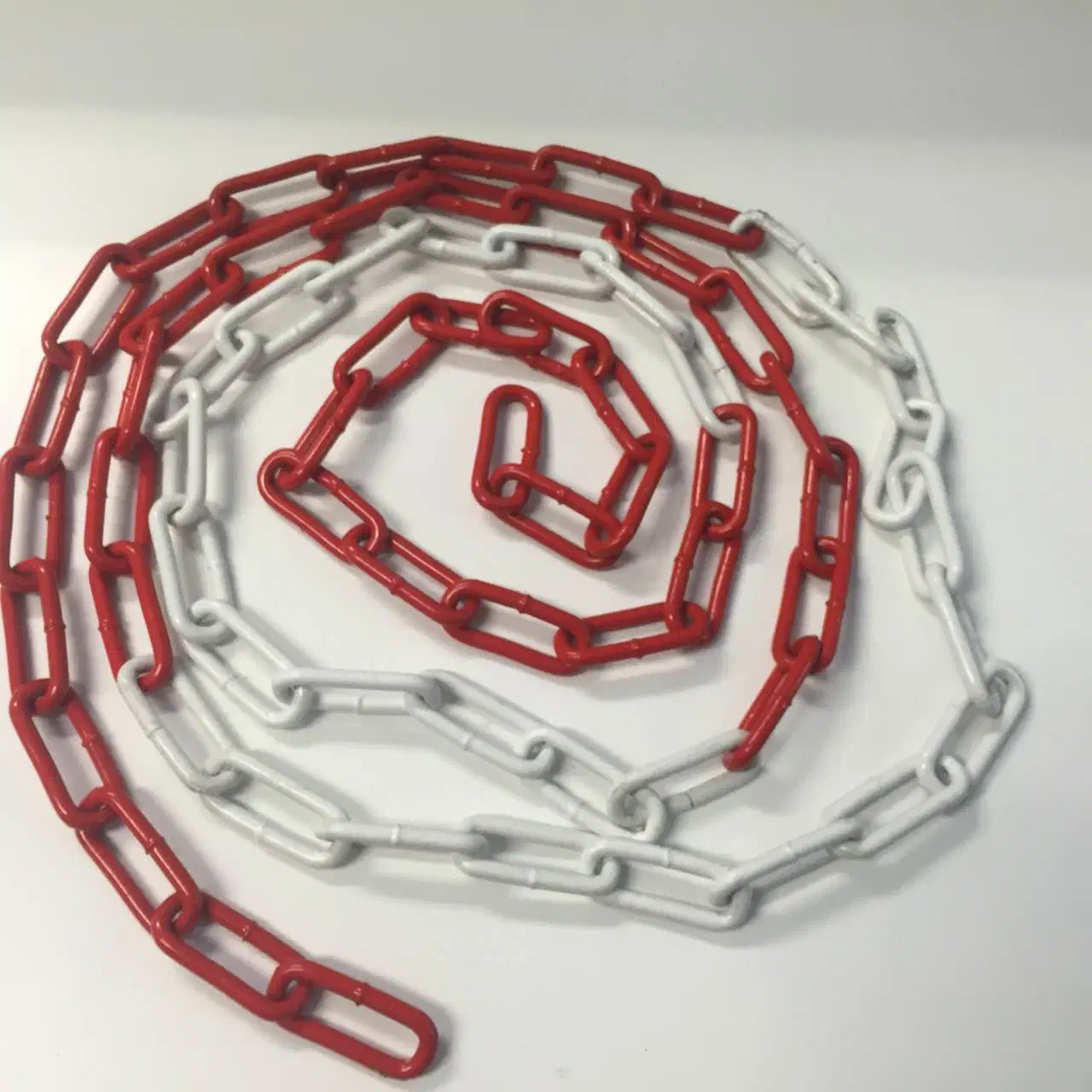 White and Red Warning Safety Welded Link Chain