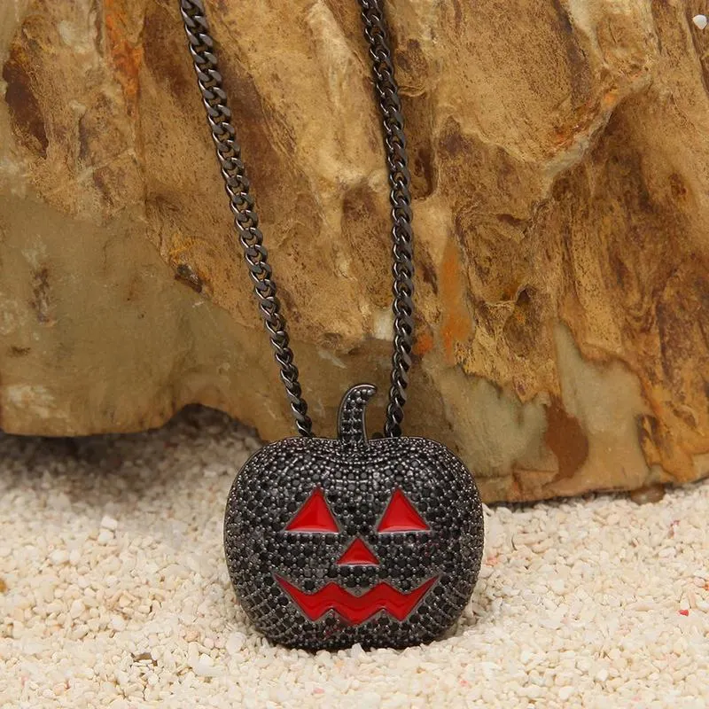 La mode européenne Hip Hop Bijoux pour hommes enfants partie don Halloween Jack-O-lanterne Collier pendentif