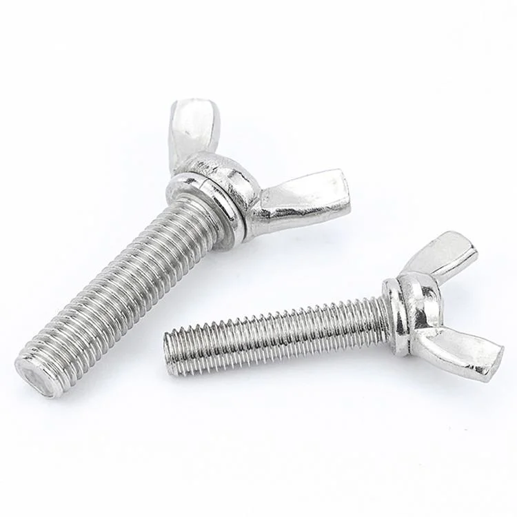 SS304 Stainless Steel Butterfly Wing Bolt Double Ear Screw Handle Bolt for Hand Screw Toggle Bolt