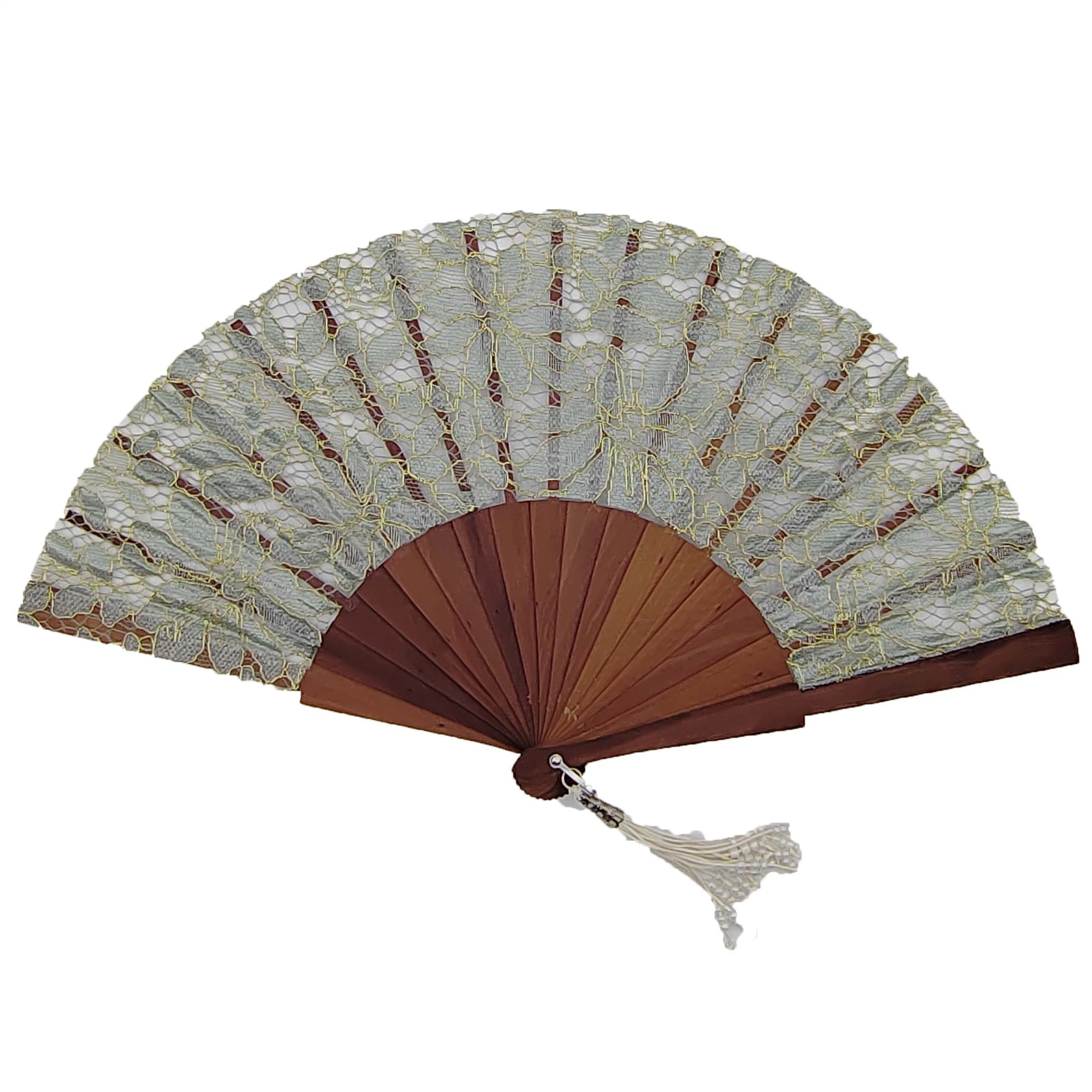 Customize Lace Hand Fans of Various Colors Wood/Plastic Ribs and Lace Fabric Hand Fan for Women