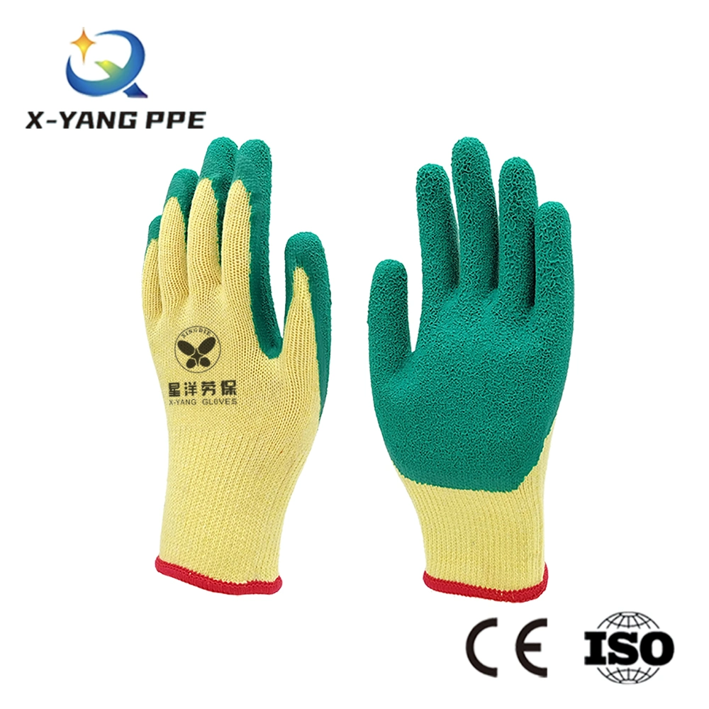 10 Gauge Knitted Cotton Liner Crinkle Latex Coated Safety for Garden Construction Protective Safety Gloves