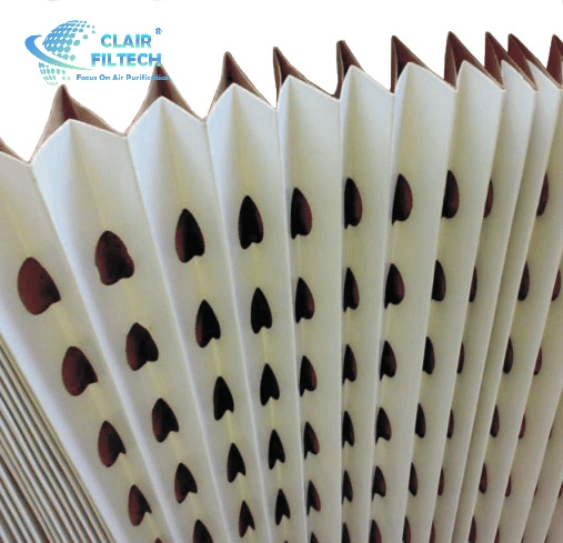 Excellent Double Layer Kraft Paper Pleated Paper Filter White and Brown V Type Dry Kraft Paint Stop for Painting Systems