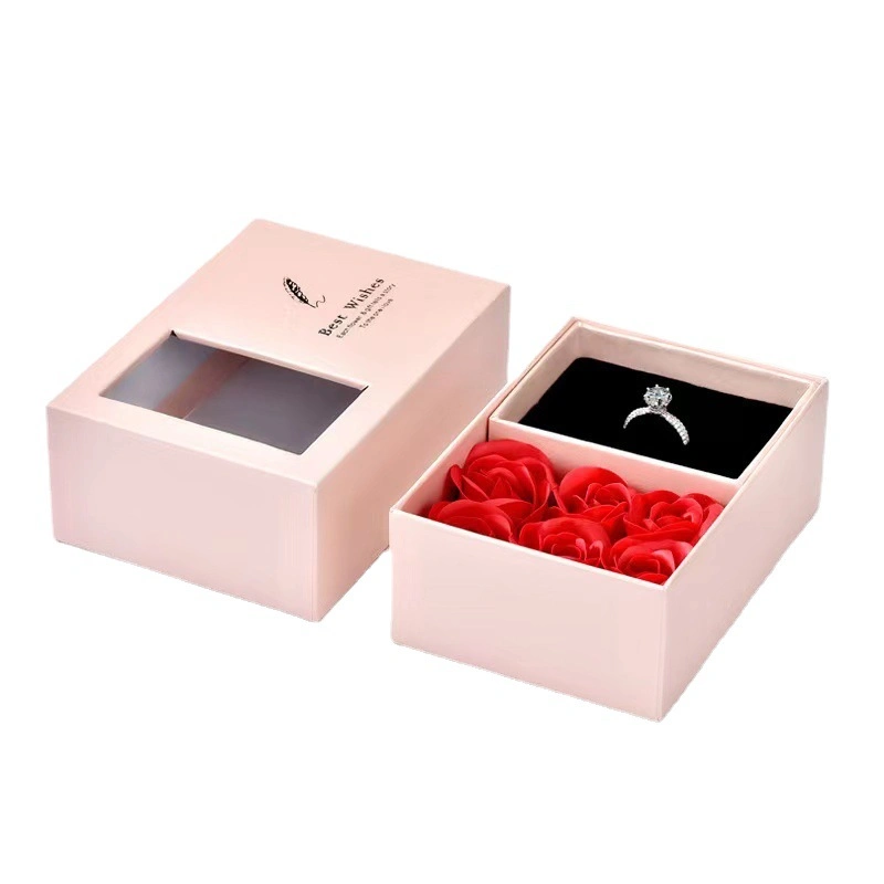 in Stock New Six Roses Gift Box Earrings Rings Necklaces Jewelry Packaging Box Heaven and Earth Cover Tanabata Gift Box