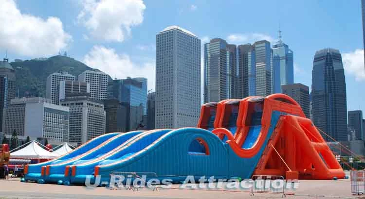 Commercial outdoor Drop Kick Large Slide Inflatable blow up water slide For Amusement Park