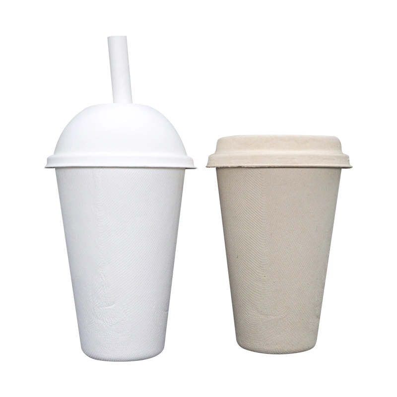 Wholesale/Supplier Disposable Bagasse Coffee Paper Cups 8oz with Lid