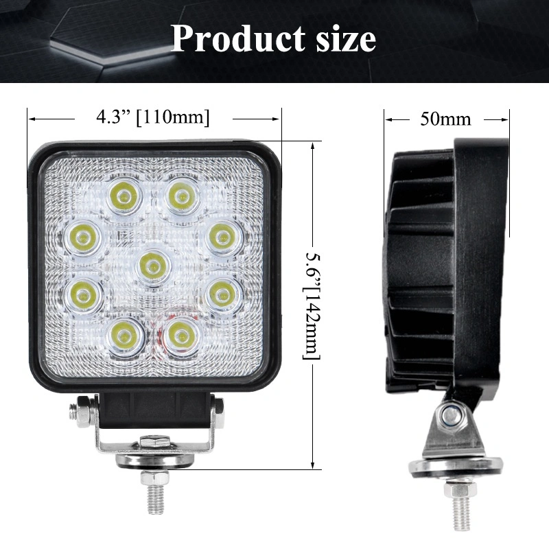 4inch 27W Square Spot Flood LED Work Driving Lamp for Auto