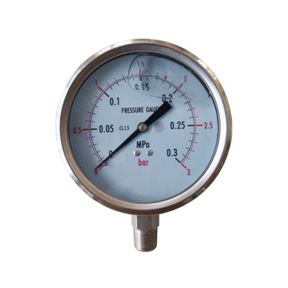 4inch-100mm Full Stainless Steel Bottom Thread Type Pressure Manometer