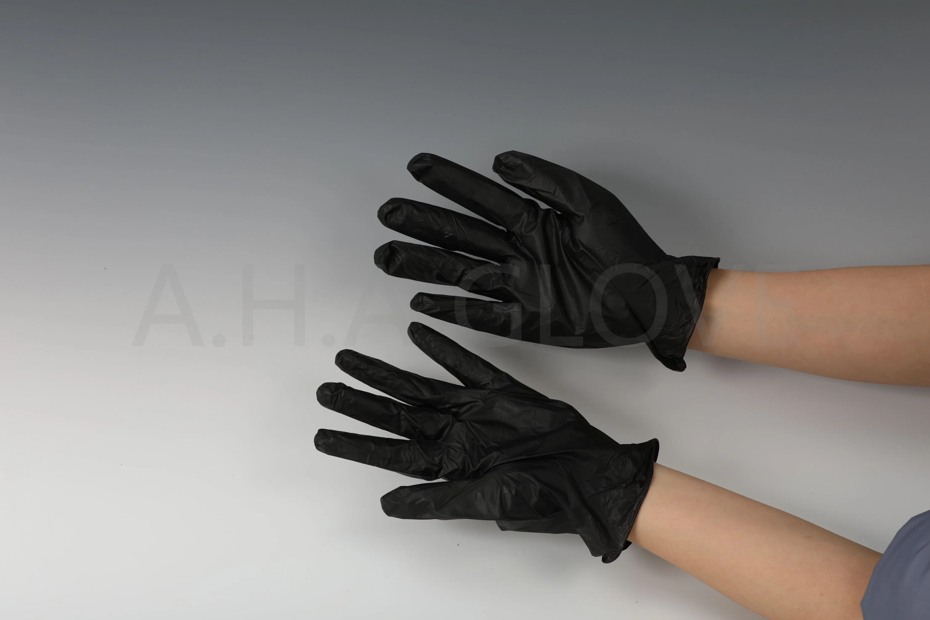 PVC jetables de bonne qualité de l'examen Gants en vinyle noir de la sécurité des gants de nettoyage