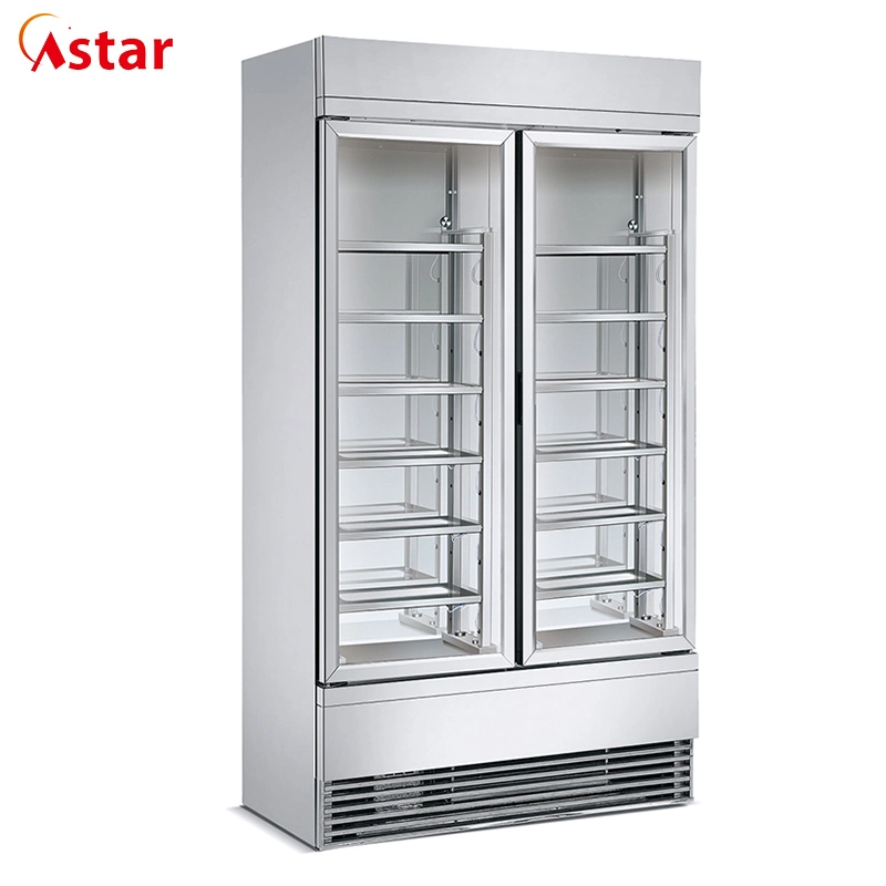 Commercial Luxury Stainless Steel Double Bigger Doors Display Showcase