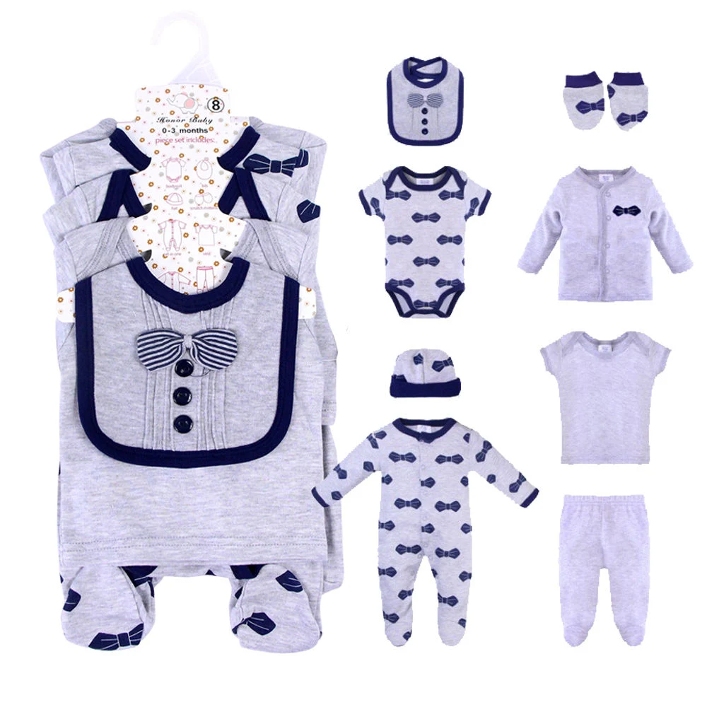 Cheap Newborn Infant Baby Clothing Mitten Socks Hat Rompers 8 PCS Cotton Cartoon Baby Boy Girl Romper Baby Clothes Set